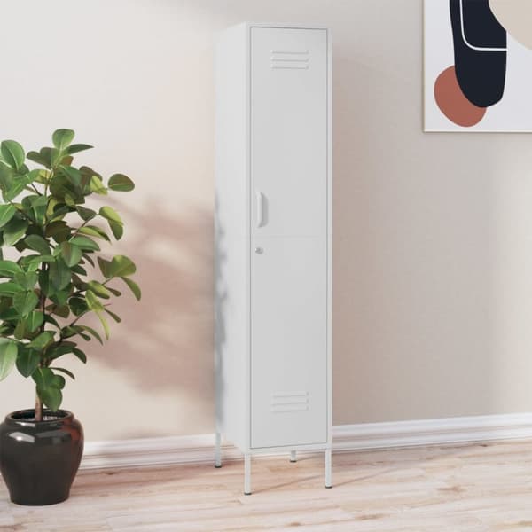 The Living Store Förvaringsskåp vit 35x46x180 cm stål - Förvaringsskåp & garderober