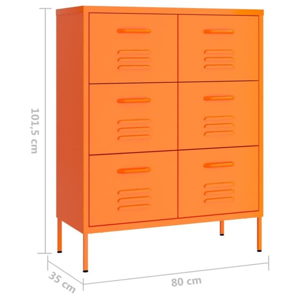 The Living Store Byrå orange 80x35x101,5 cm stål - Förvaringsskåp & garderober