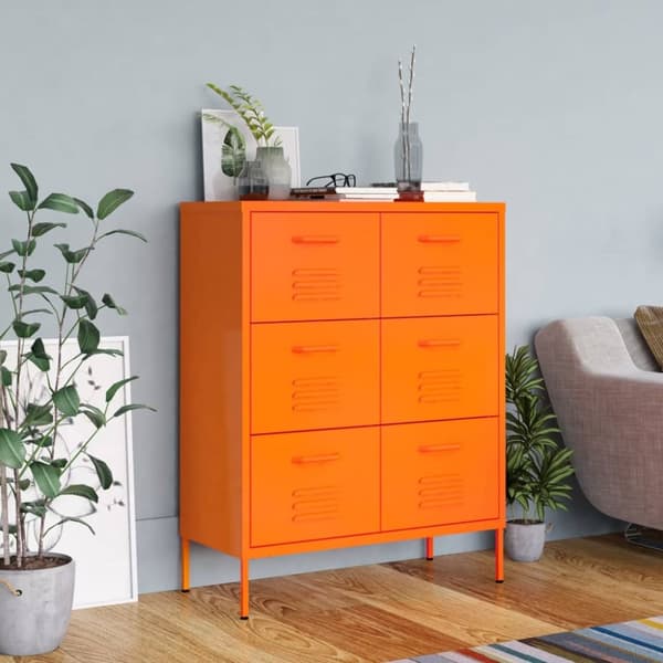 The Living Store Byrå orange 80x35x101,5 cm stål - Förvaringsskåp & garderober