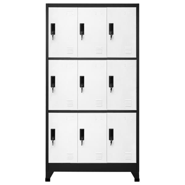 The Living Store skab 90x45x180 cm stål antracitgrå og hvid - Opbevaringsskabe