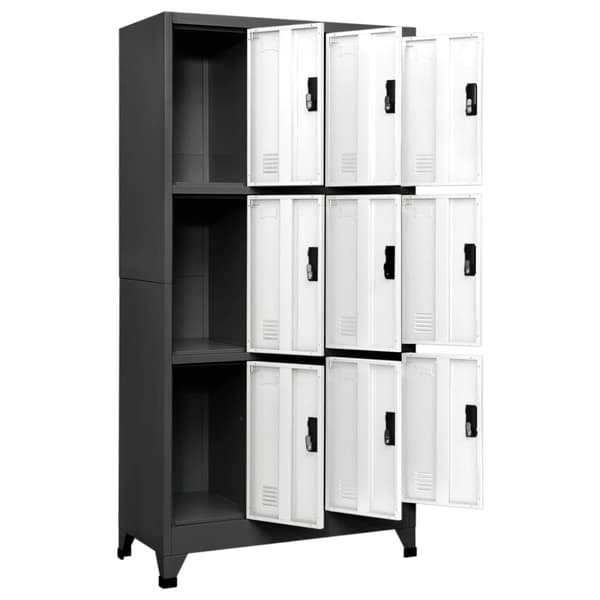 The Living Store skab 90x45x180 cm stål antracitgrå og hvid - Opbevaringsskabe