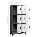 Miniatyrbillede 9 af 10: The Living Store skab 90x45x180 cm stål antracitgrå og hvid -  Opbevaringsskabe