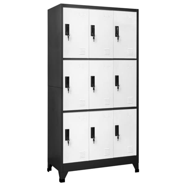 The Living Store skab 90x45x180 cm stål antracitgrå og hvid - Opbevaringsskabe