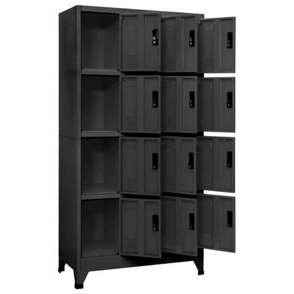 The Living Store skab 90x45x180 cm stål antracitgrå -  Opbevaringsskabe