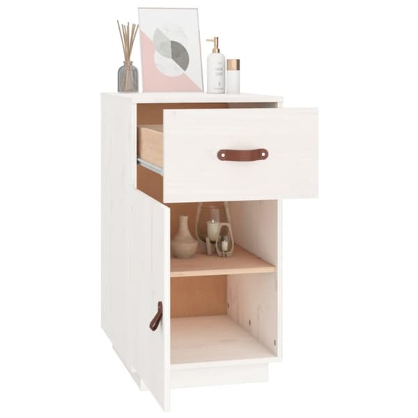 The Living Store skrivebordsskab 40x50x75 cm massivt fyrretræ hvid - Opbevaringsskabe
