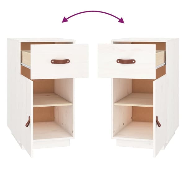 The Living Store skrivebordsskab 40x50x75 cm massivt fyrretræ hvid - Opbevaringsskabe
