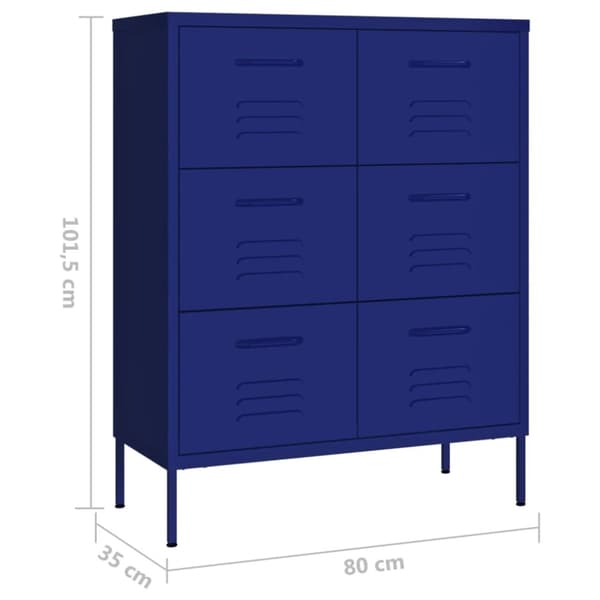 The Living Store Byrå marinblå 80x35x101,5 cm stål -  Förvaringsskåp & garderober