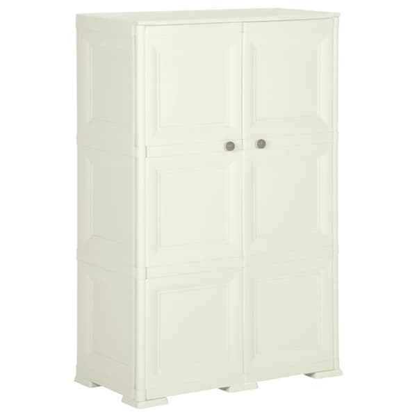 The Living Store Plastskåp 79x43x125 cm träimitation vaniljvit - Förvaringsskåp & garderober