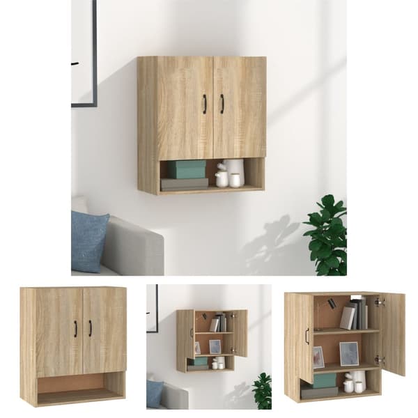 The Living Store vægskab 60x31x70 cm konstrueret træ sonoma-eg - Opbevaringsskabe