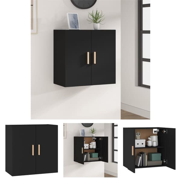 The Living Store Seinäkaappi musta 60x30x60 cm tekninen puu -  Säilytys- & lukkokaapit