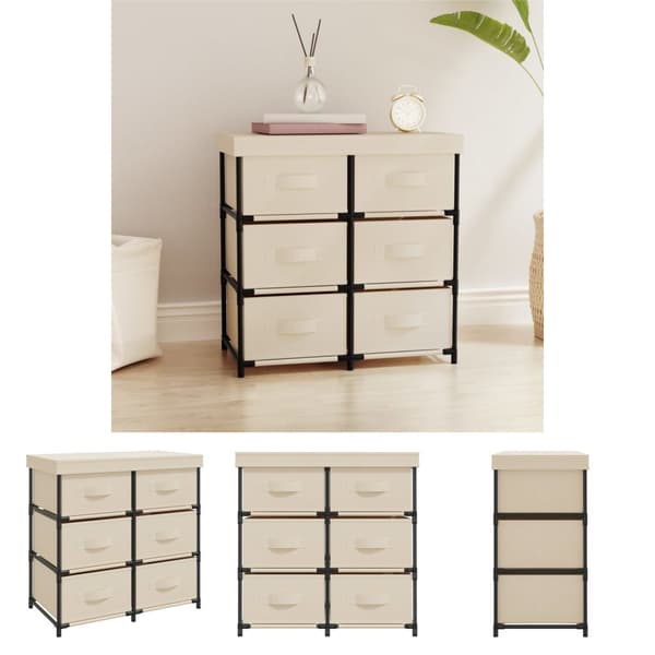 The Living Store opbevaringsreol med 6 skuffer 55x29x55 cm stål cremefarvet -  Opbevaringsskabe