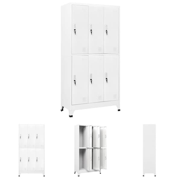 The Living Store Klädskåp för omklädningsrum med 6 fack stål 90x45x180 cm grå -  Förvaringsskåp & garderober