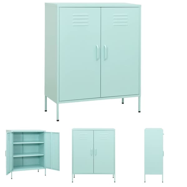 The Living Store opbevaringsskab 80x35x101,5 cm stål mintgrøn -  Opbevaringsskabe