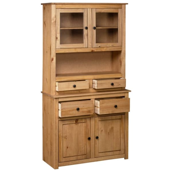 The Living Store Vitrinskåp 93x40,5x180 cm massiv furu Panama - Förvaringsskåp & garderober