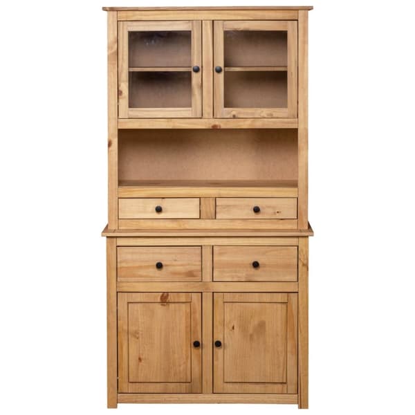The Living Store Vitrinskåp 93x40,5x180 cm massiv furu Panama - Förvaringsskåp & garderober