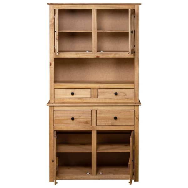 The Living Store Vitrinskåp 93x40,5x180 cm massiv furu Panama - Förvaringsskåp & garderober