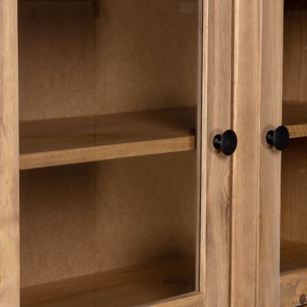 The Living Store Vitrinskåp 93x40,5x180 cm massiv furu Panama - Förvaringsskåp & garderober