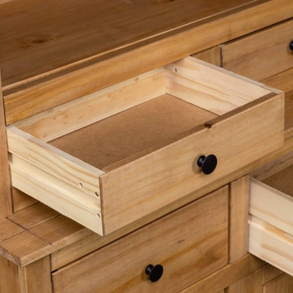 The Living Store Vitrinskåp 93x40,5x180 cm massiv furu Panama - Förvaringsskåp & garderober
