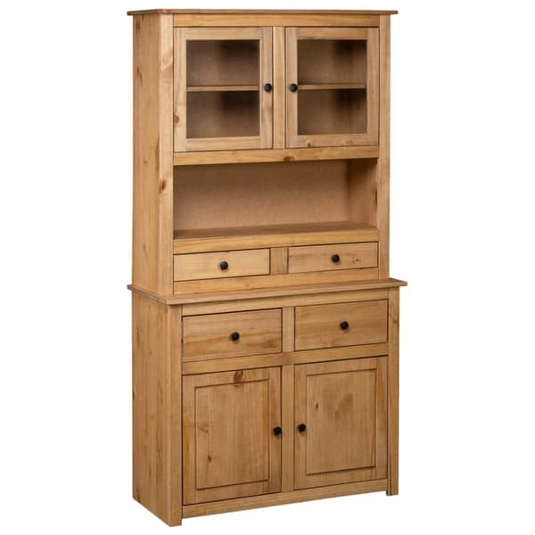 The Living Store Vitrinskåp 93x40,5x180 cm massiv furu Panama - Förvaringsskåp & garderober