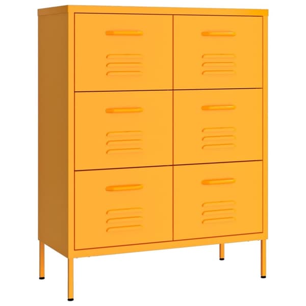 The Living Store kommode 80x35x101,5 cm stål sennepsgul - Opbevaringsskabe