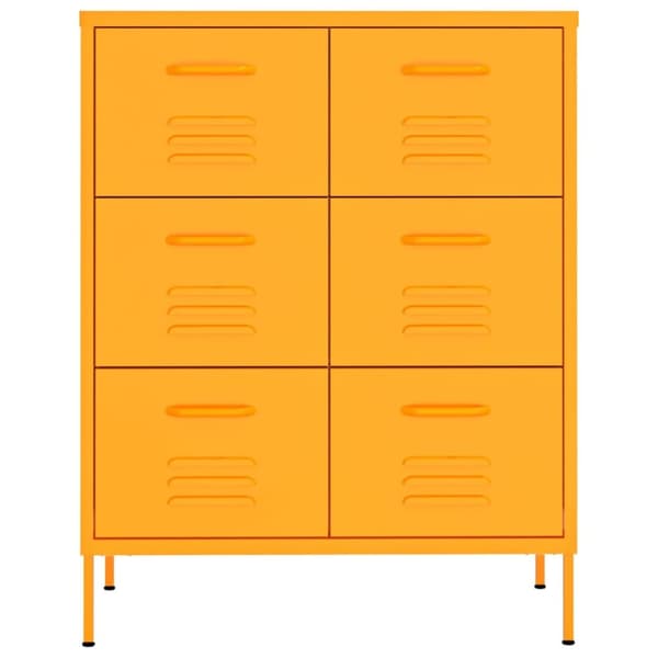The Living Store kommode 80x35x101,5 cm stål sennepsgul - Opbevaringsskabe