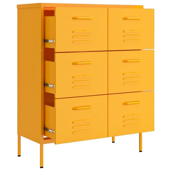 The Living Store kommode 80x35x101,5 cm stål sennepsgul - Opbevaringsskabe