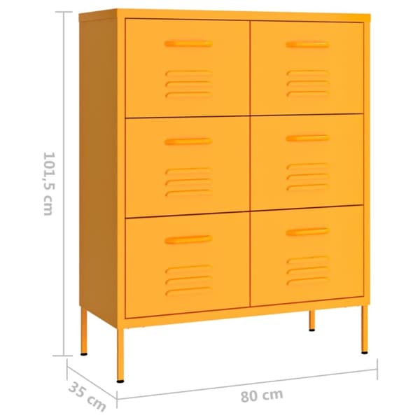 The Living Store kommode 80x35x101,5 cm stål sennepsgul - Opbevaringsskabe