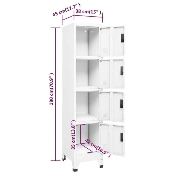 The Living Store skab 38x45x180 cm stål hvid -  Opbevaringsskabe