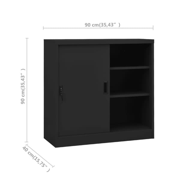 The Living Store Dokumentskåp med skjutdörr antracit 90x40x90 cm stål - Förvaringsskåp & garderober