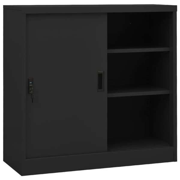 The Living Store Dokumentskåp med skjutdörr antracit 90x40x90 cm stål - Förvaringsskåp & garderober