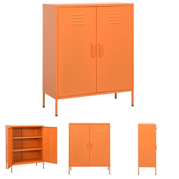 The Living Store Förvaringsskåp orange 80x35x101,5 cm stål - Förvaringsskåp & garderober