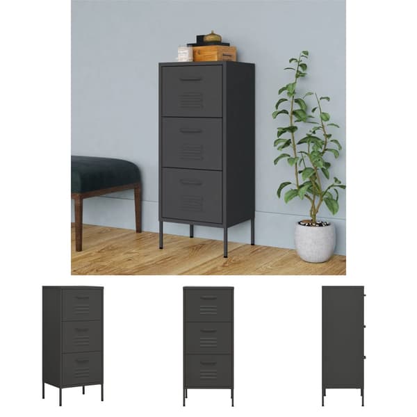 The Living Store opbevaringsskab 42,5x35x101,5 cm stål antracitgrå - Opbevaringsskabe