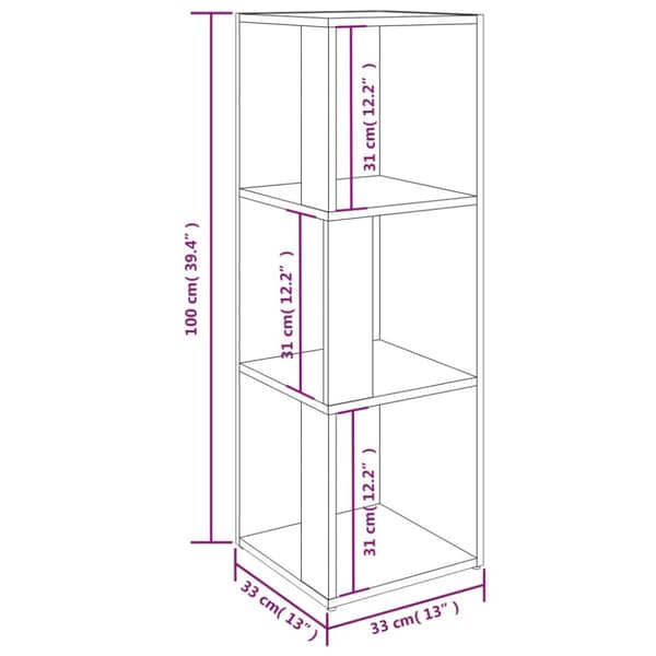 The Living Store hjørnereol 33x33x100 cm spånplade hvid -  Opbevaringsskabe