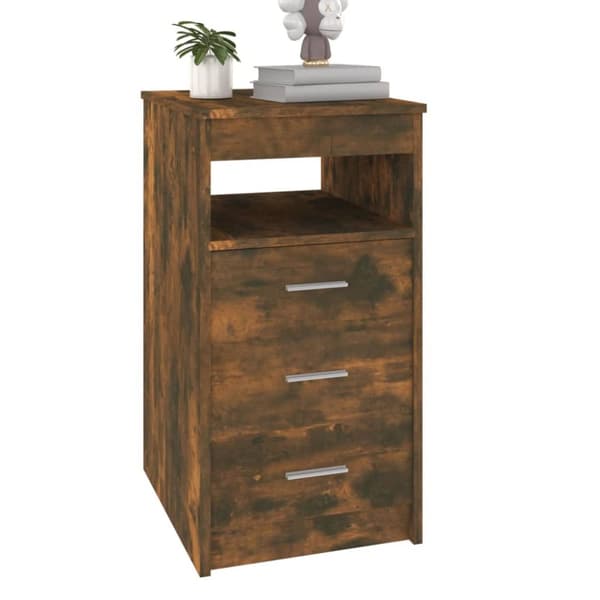 The Living Store skuffeskab 40x50x76 cm konstrueret træ røget egetræsfarvet -  Opbevaringsskabe