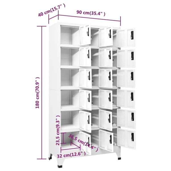 The Living Store skab 90x40x180 cm stål hvid - Opbevaringsskabe