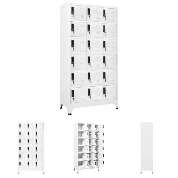 The Living Store skab 90x40x180 cm stål hvid - Opbevaringsskabe