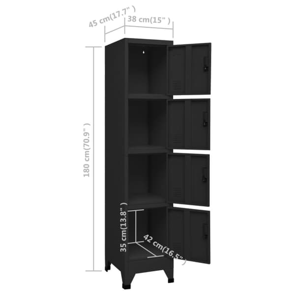 The Living Store skab 38x45x180 cm stål sort - Opbevaringsskabe
