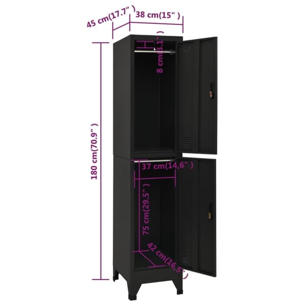 The Living Store skab 38x45x180 cm stål sort - Opbevaringsskabe