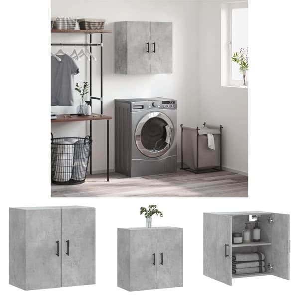The Living Store vægskab 60x31x60 cm konstrueret træ betongrå - Opbevaringsskabe