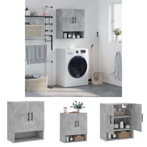 The Living Store Seinäkaappi betoninharmaa 60x31x70 cm tekninen puu - Säilytys- & lukkokaapit