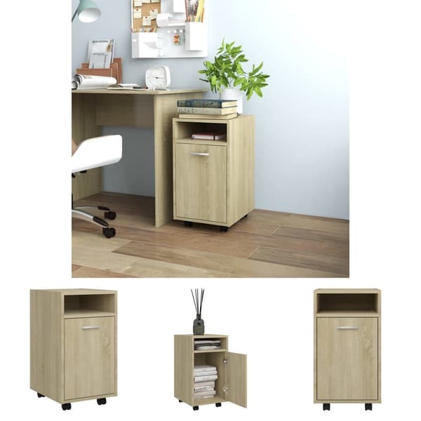 The Living Store sideskab med hjul 33x38x60 cm spånplade sonoma-eg - Opbevaringsskabe