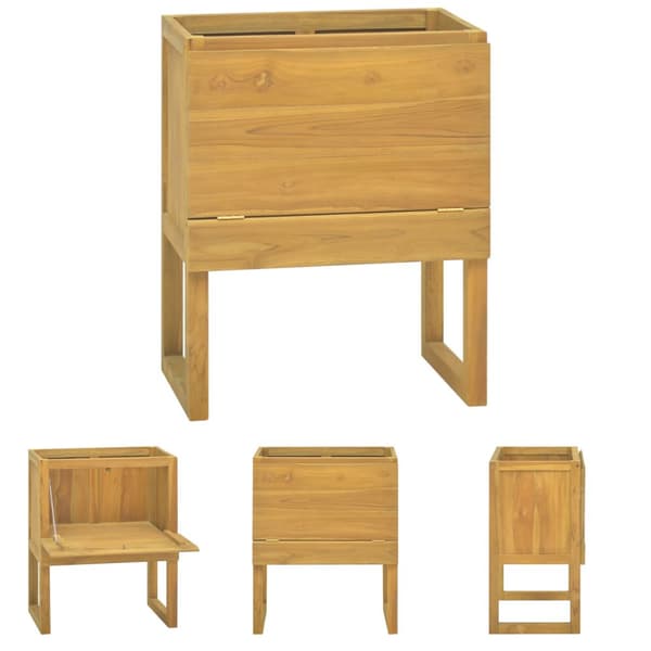 The Living Store badeværelsesskab 60x45x75 cm massivt teaktræ -  Opbevaringsskabe