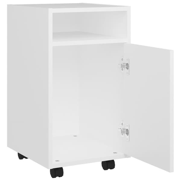 The Living Store sideskab med hjul 33x38x60 cm konstrueret træ hvid -  Opbevaringsskabe