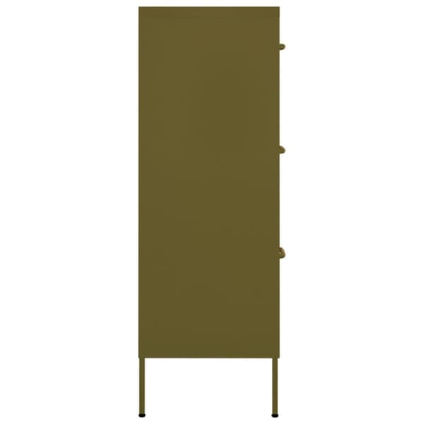 The Living Store kommode 80x35x101,5 cm stål olivengrøn -  Opbevaringsskabe