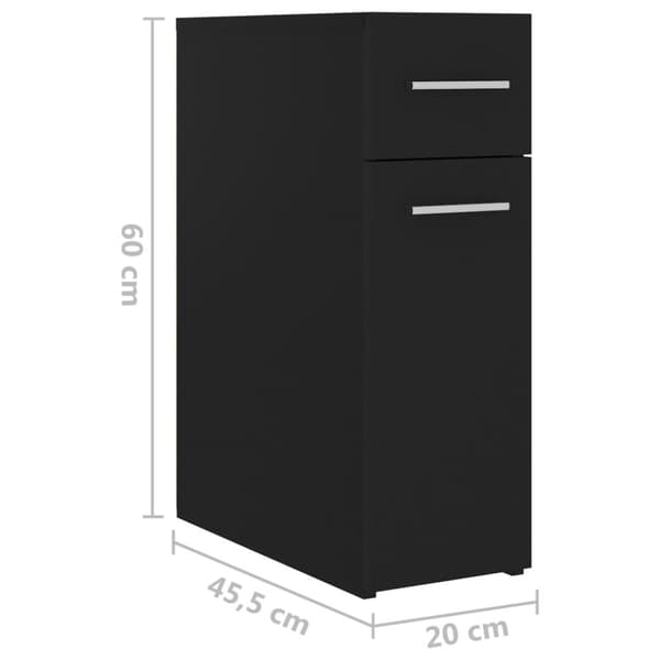 The Living Store Apoteksskåp svart 20x45,5x60 cm konstruerat trä - Förvaringsskåp & garderober