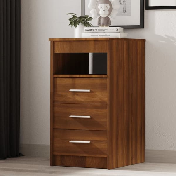 The Living Store skuffeskab 40x50x76 cm konstrueret træ brun egetræ -  Opbevaringsskabe