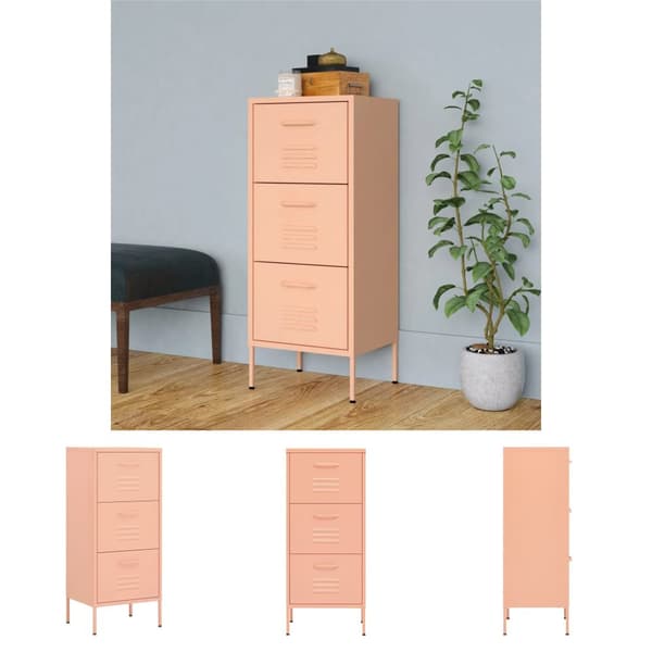 The Living Store Förvaringsskåp rosa 42,5x35x101,5 cm stål -  Förvaringsskåp & garderober