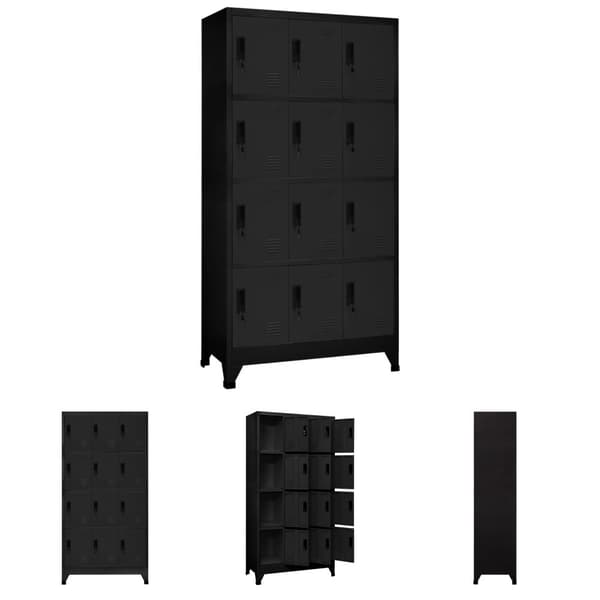The Living Store skab 90x45x180 cm stål sort -  Opbevaringsskabe