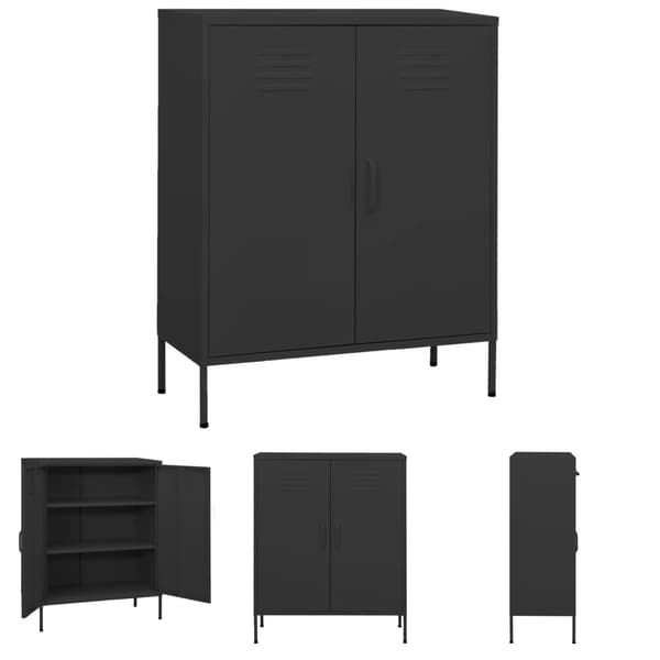 The Living Store opbevaringsskab 80x35x101,5 cm stål antracitgrå -  Opbevaringsskabe