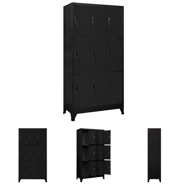 The Living Store skab 90x45x180 cm stål sort -  Opbevaringsskabe